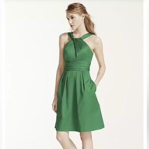 NWT David’s Bridal green Y Neck Dress